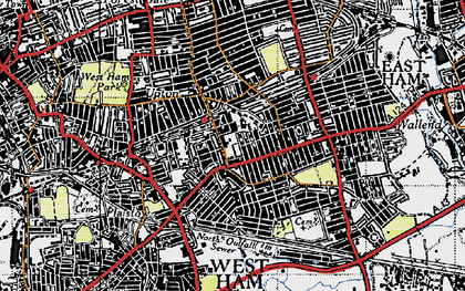 Old map of Upton Park in 1946