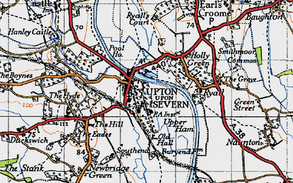 Old map of Upton upon Severn in 1947