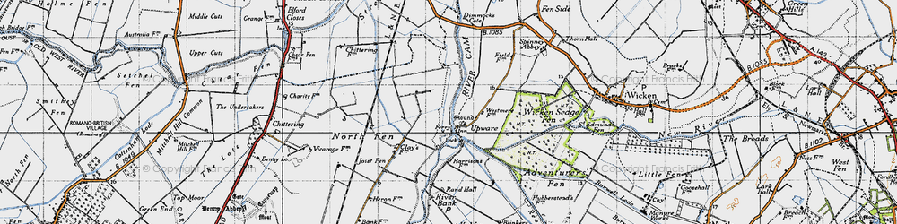 Old map of Upware in 1946