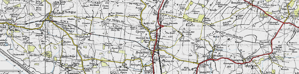 Old map of Upwey in 1946