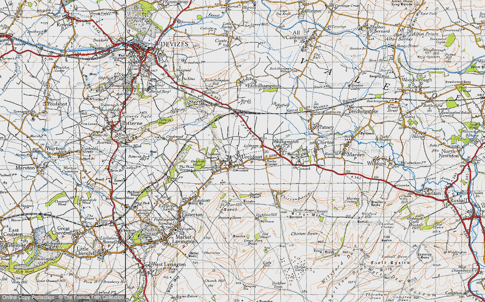 Old Map of Urchfont, 1940 in 1940