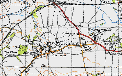 Old map of Urchfont in 1940