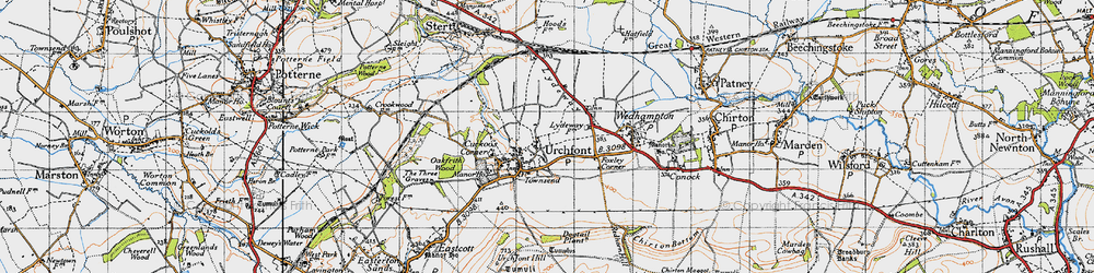 Old map of Urchfont in 1940