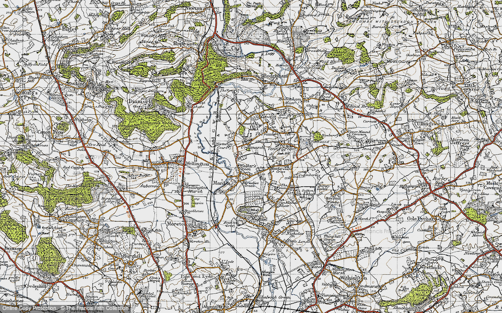 Old Map of Urdimarsh, 1947 in 1947