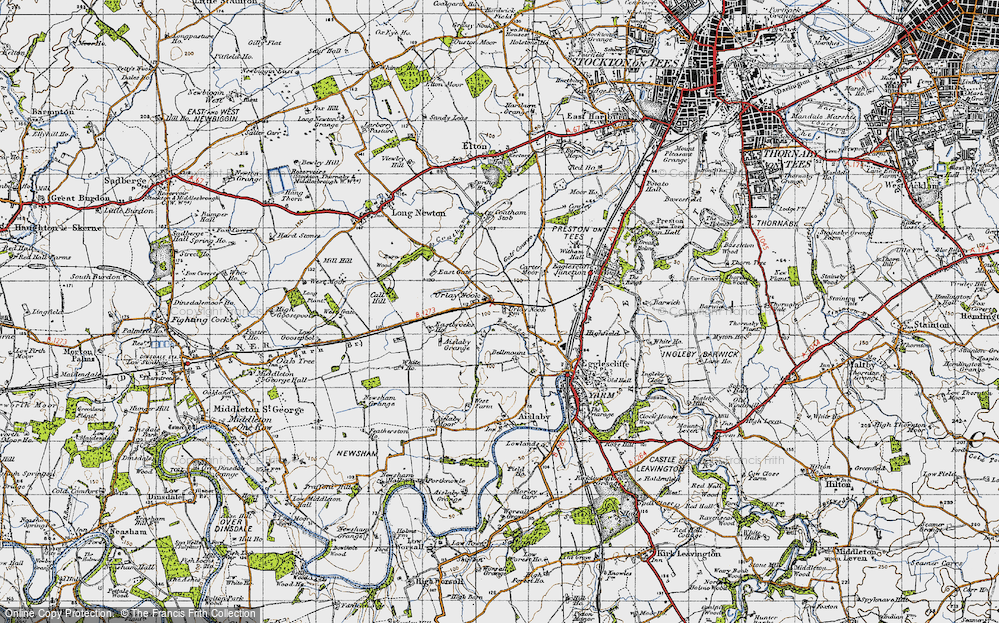 Old Map of Urlay Nook, 1947 in 1947