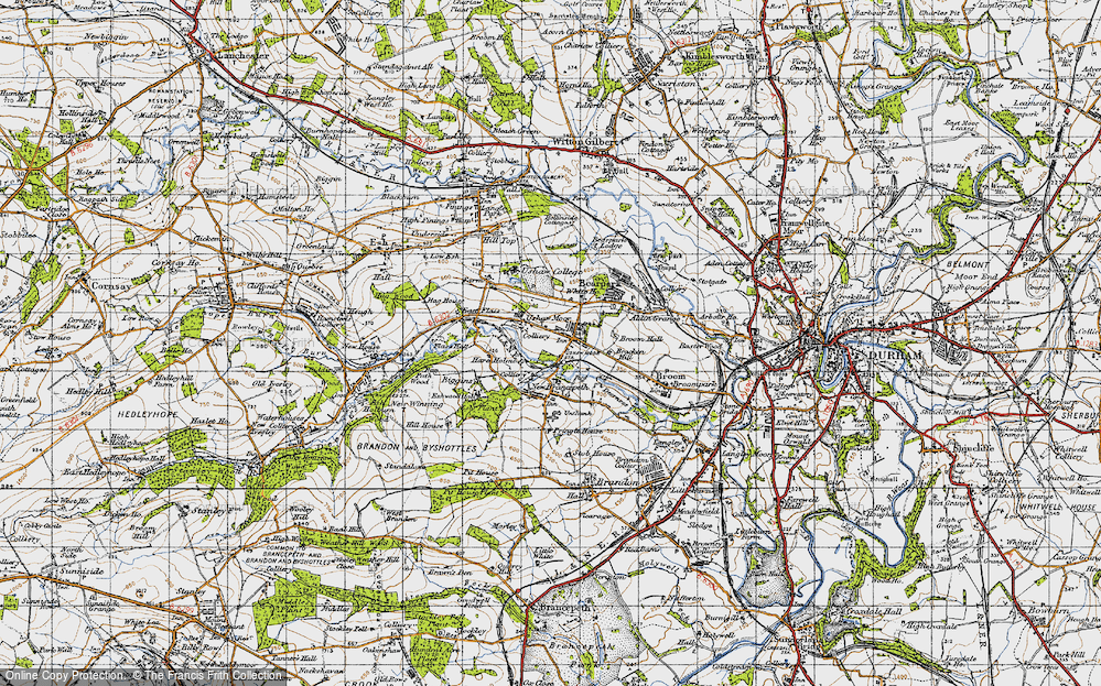 Old Map of Ushaw Moor, 1947 in 1947