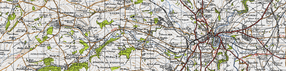 Old map of Ushaw Moor in 1947