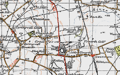 Old map of Usworth in 1947