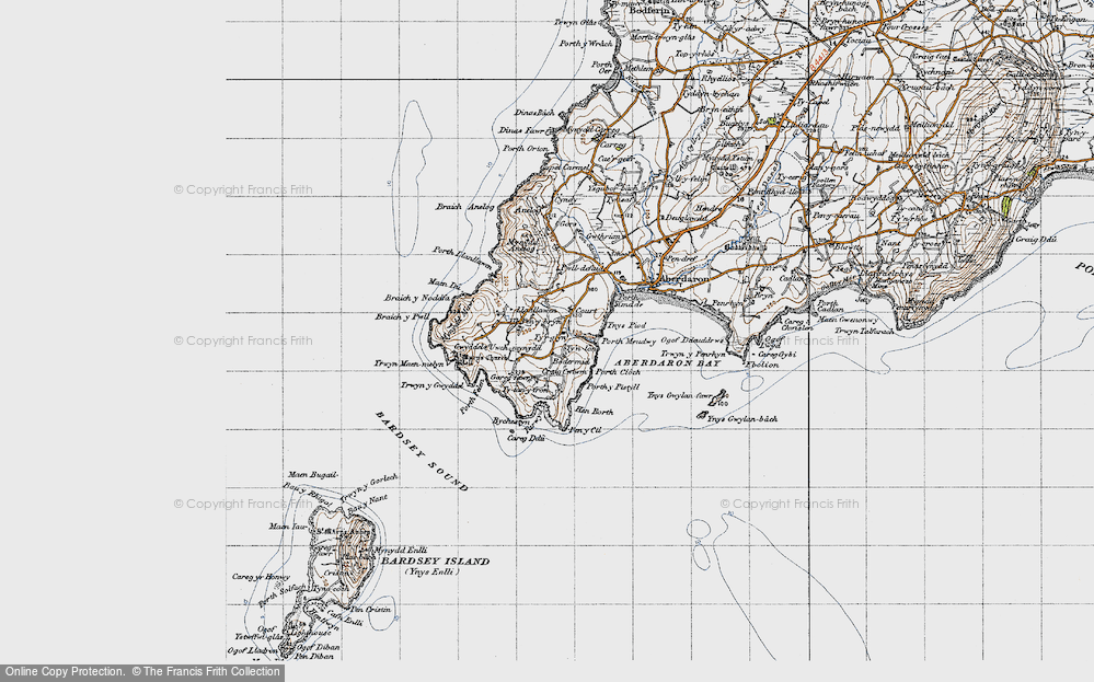 Old Map of Historic Map covering Bod-isaf in 1947
