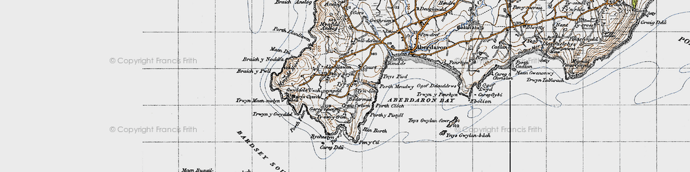 Old map of Braich y Pwll in 1947