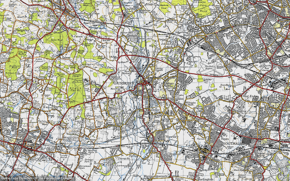 Old Map of Uxbridge, 1945 in 1945
