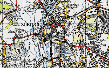 Old map of Uxbridge Moor in 1945
