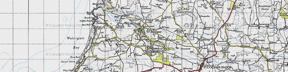 Old map of Vale of Lanherne in 1946
