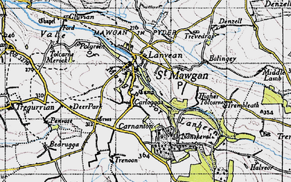 Old map of Vale of Mawgan in 1946