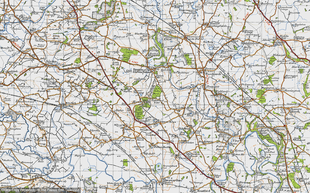 Old Map of Historic Map covering Vales Wood in 1947