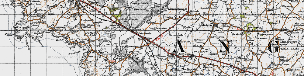 Old map of Valley in 1947