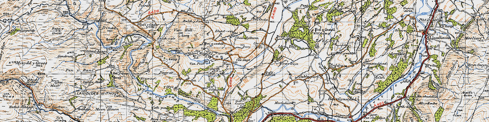 Old map of Bryn y Fan in 1947