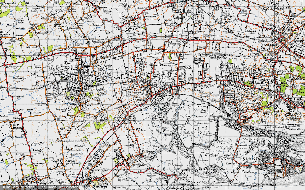 Old Map of Vange, 1945 in 1945