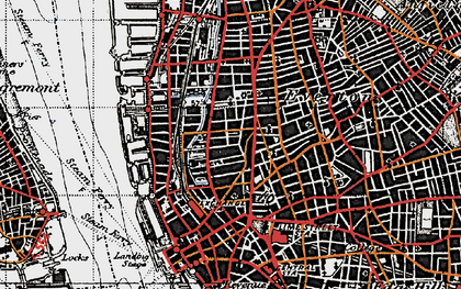 Old map of Vauxhall in 1947
