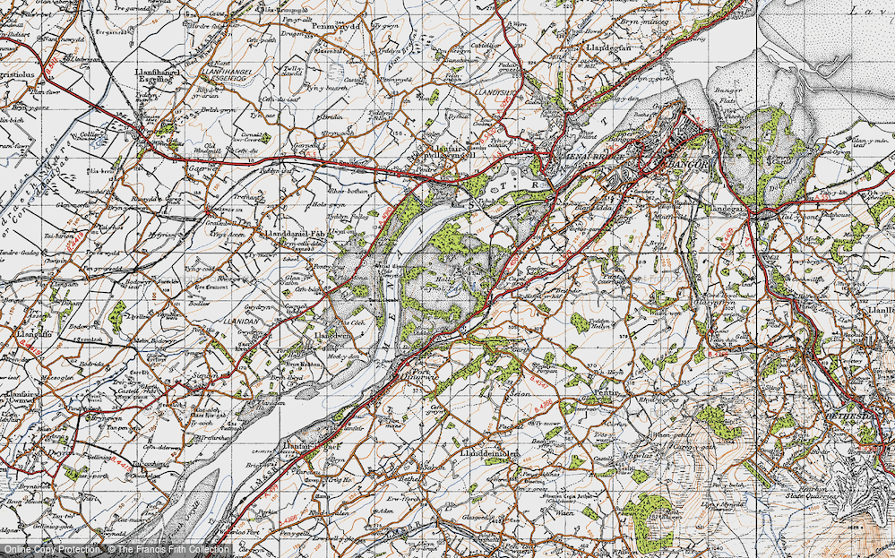 Old Map of Historic Map covering Bryntirion in 1947