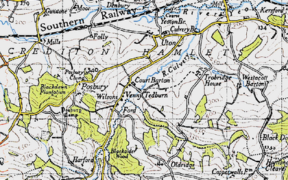 Old map of Venny Tedburn in 1946