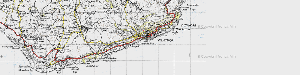 Old map of Ventnor in 1945