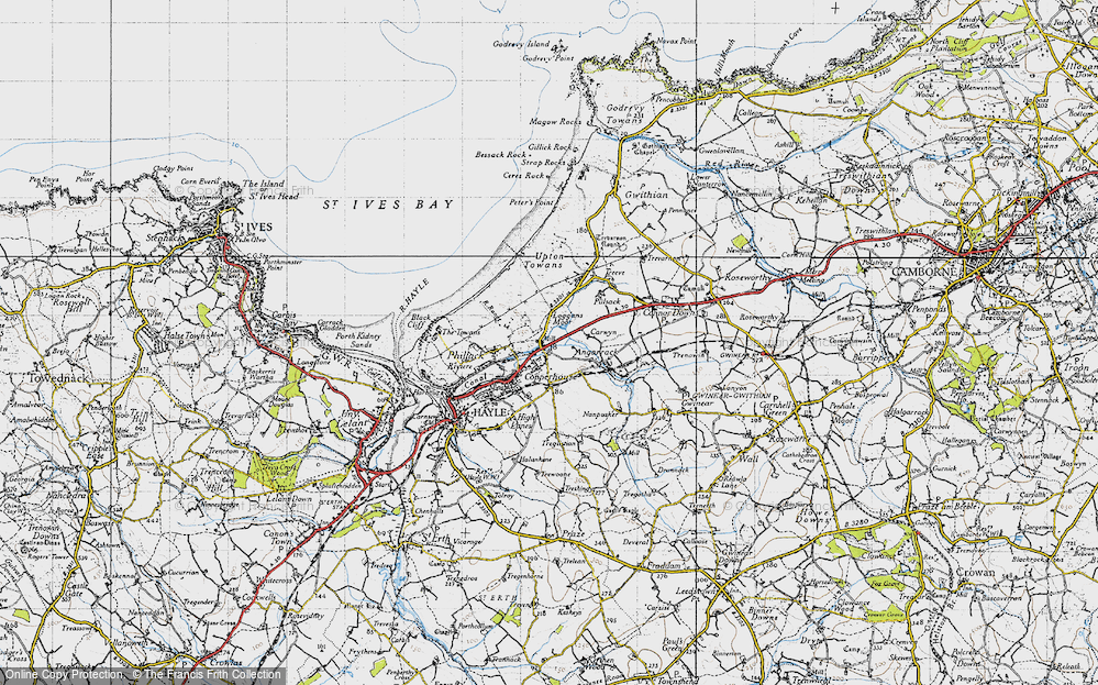 Old Map of Historic Map covering Upton Towans in 1946