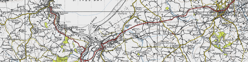 Old map of Upton Towans in 1946