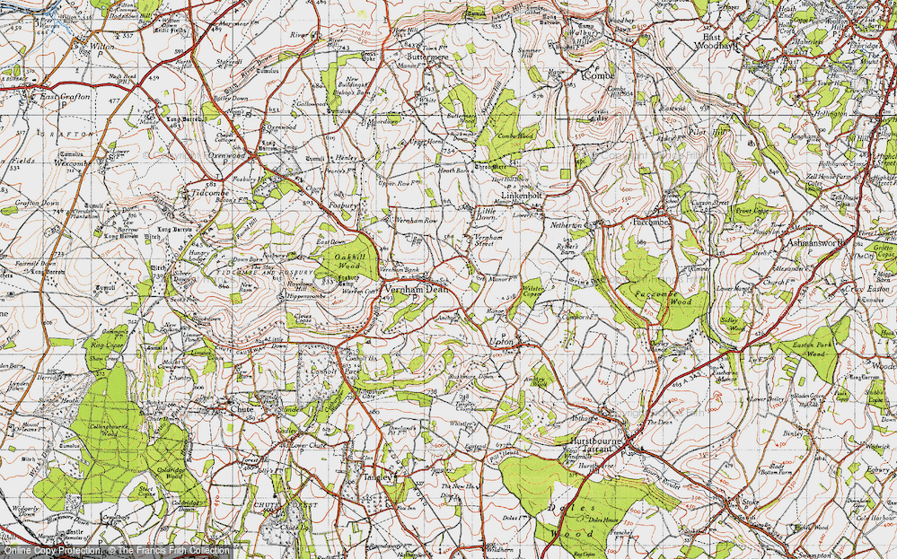 Old Map of Vernham Dean, 1945 in 1945