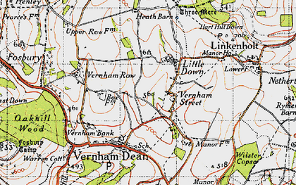 Old map of Vernham Street in 1945