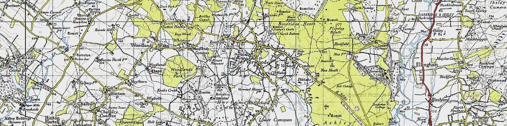 Old map of Boveridge Heath in 1940