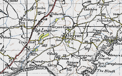 Old map of Veryan in 1946