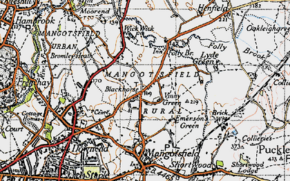 Old map of Vinney Green in 1946