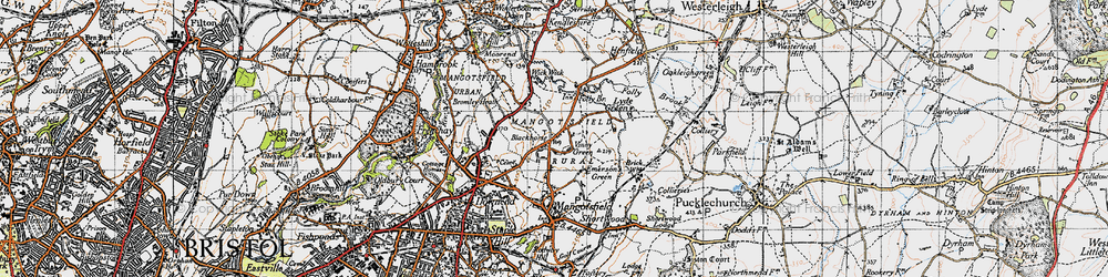 Old map of Vinney Green in 1946