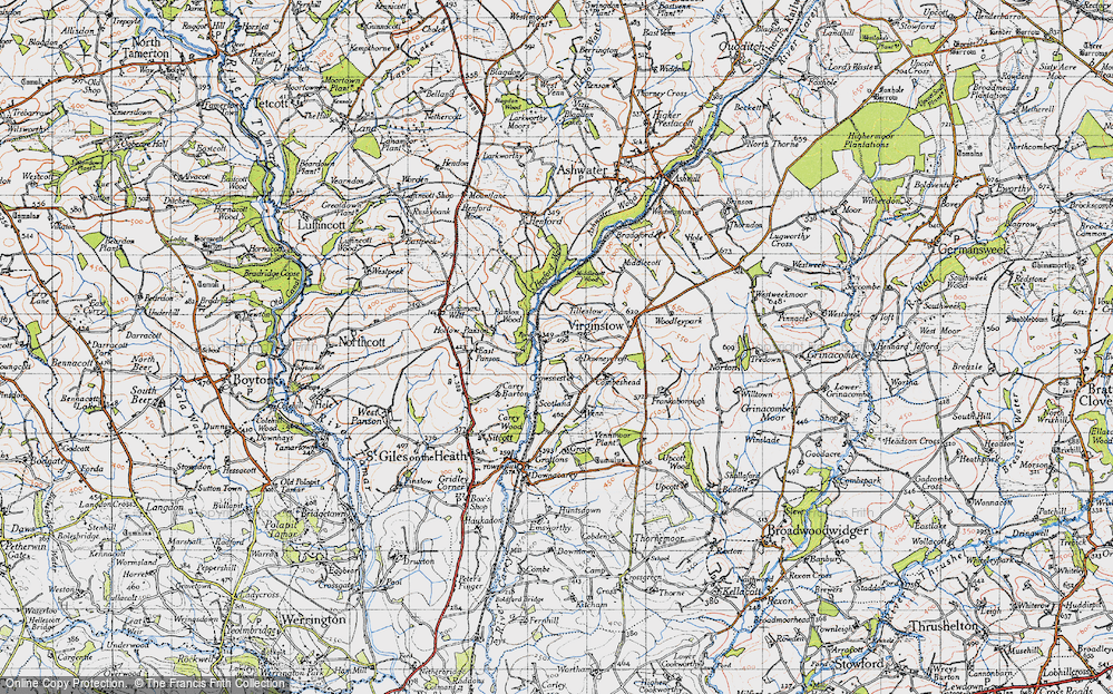 Old Map of Virginstow, 1946 in 1946