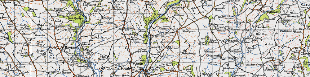 Old map of Virginstow in 1946