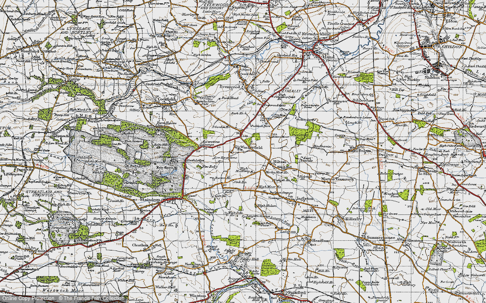 Old Map of Wackerfield, 1947 in 1947