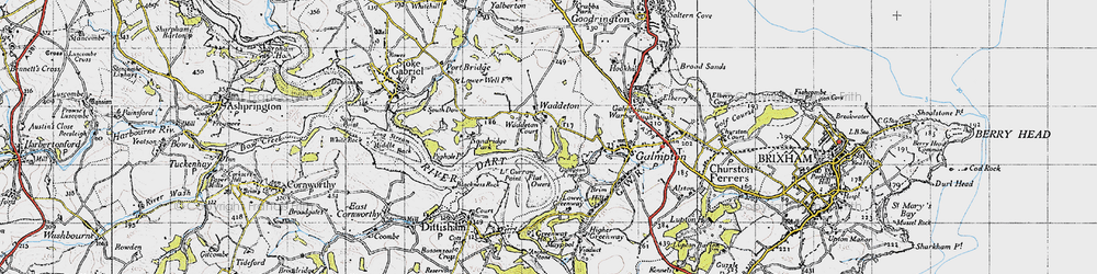 Old map of Waddeton in 1946