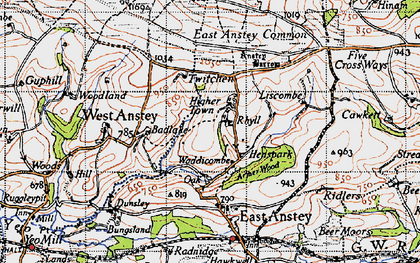Old map of Waddicombe in 1946