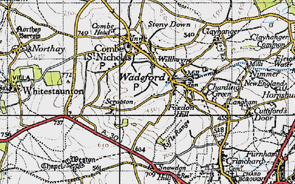 Old map of Wadeford in 1945