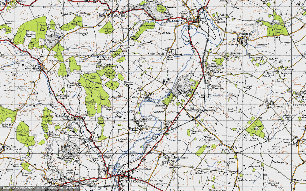 Old Map of Historic Map covering Aldwincle Lodge in 1946