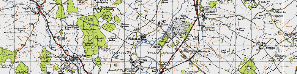 Old map of Wadenhoe in 1946