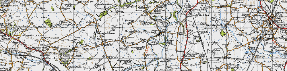 Old map of Wades Green in 1947