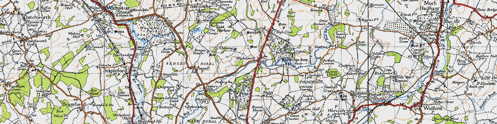 Old map of Wadesmill in 1946