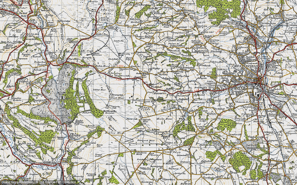Old Map of Historic Map covering Brampton East Moor in 1947