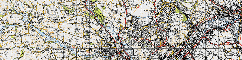 Old map of Wadsley Bridge in 1947