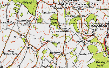 Old map of Wadwick in 1945