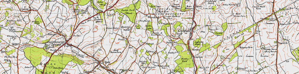 Old map of Wadwick in 1945