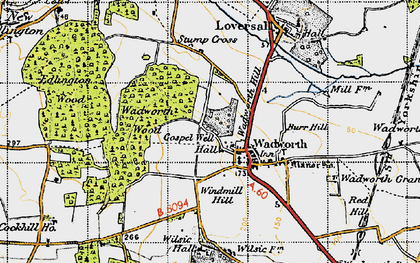 Old map of Wadworth in 1947