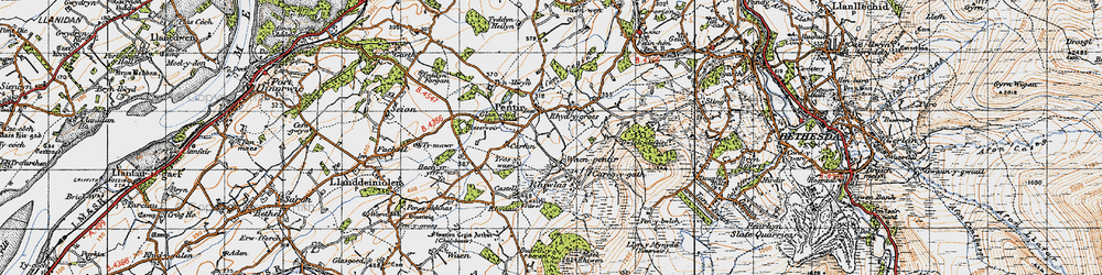 Old map of Waen-pentir in 1947